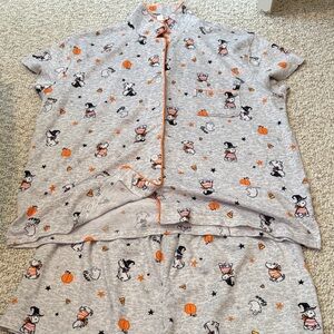 Halloween Pajama Set - Gray with Orange Accents